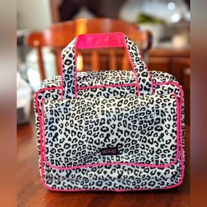 London Soho New York Animal Print Makeup Bag with handles & Zipper Compartments